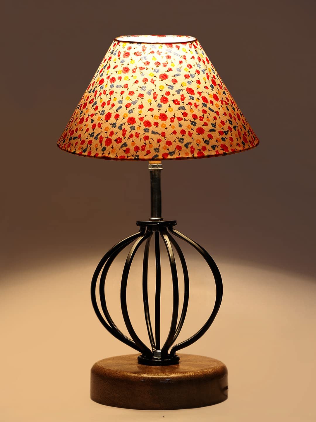 Multicolor Cotton Table lamp with Wood & Iron Base(66)