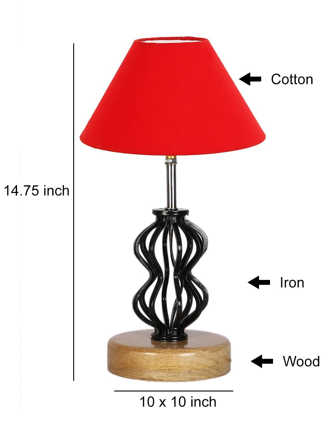Red Cotton Table lamp with Wood & Iron (71)