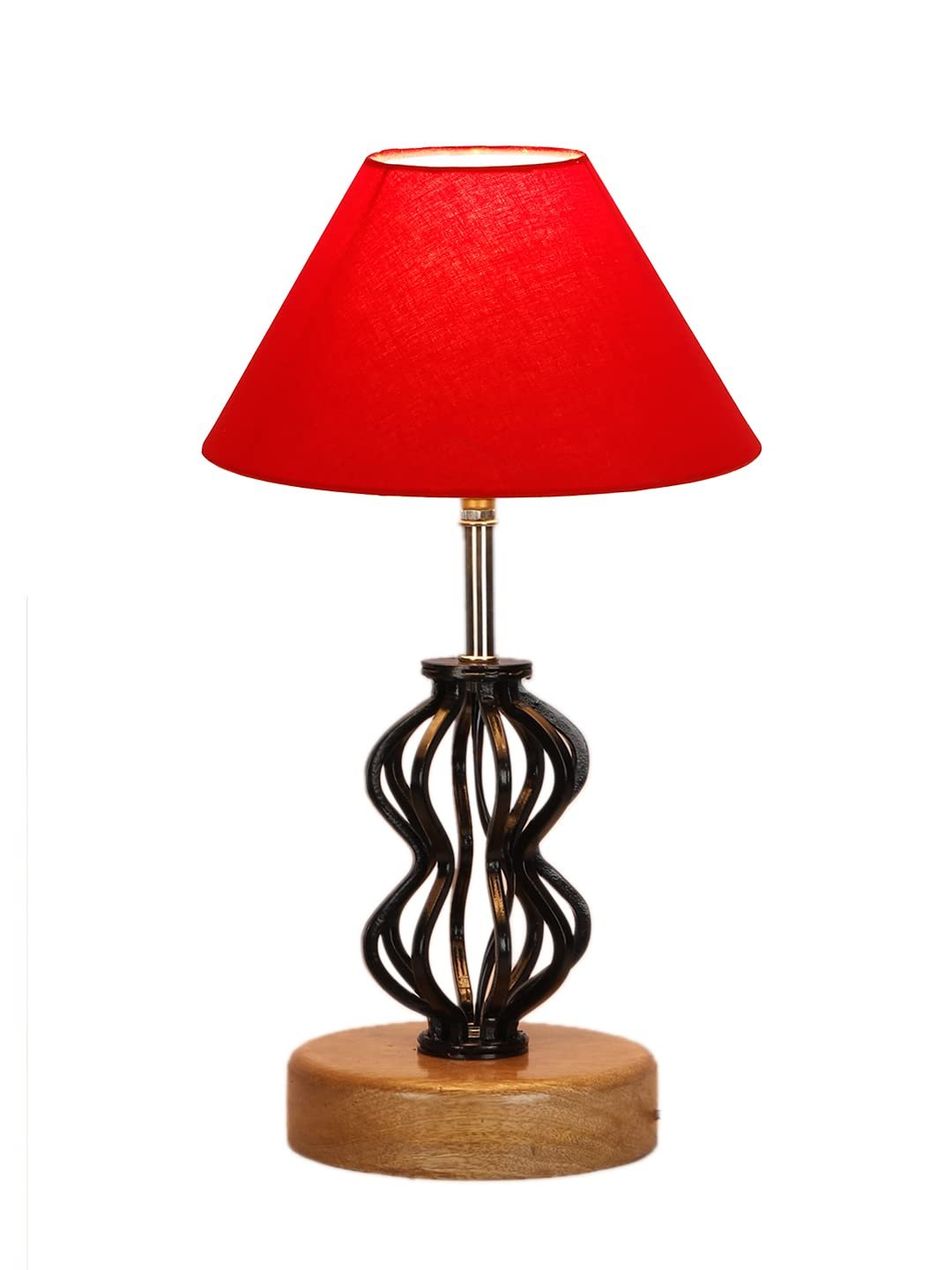 Red Cotton Table lamp with Wood & Iron (71)