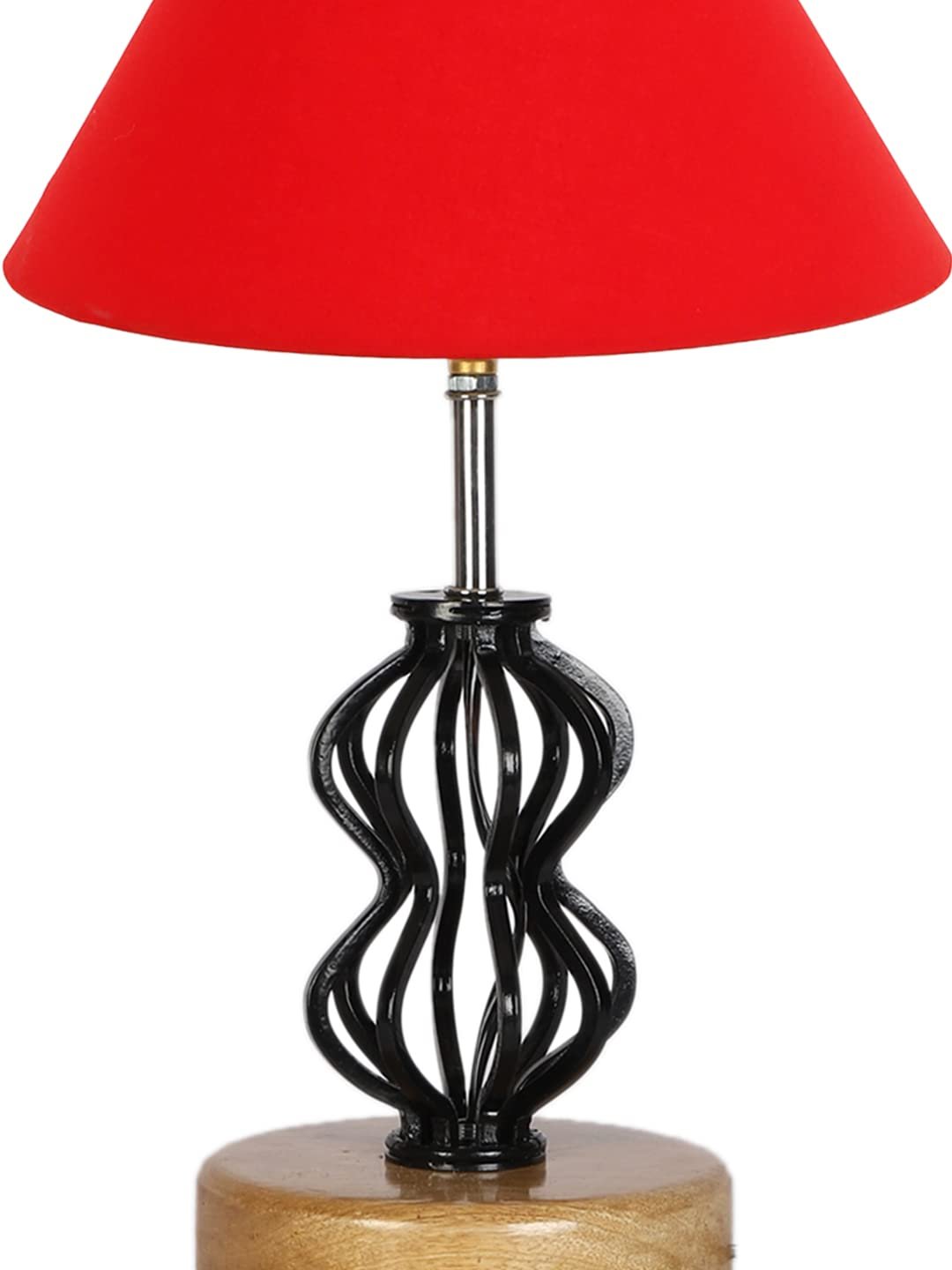 Red Cotton Table lamp with Wood & Iron (71)