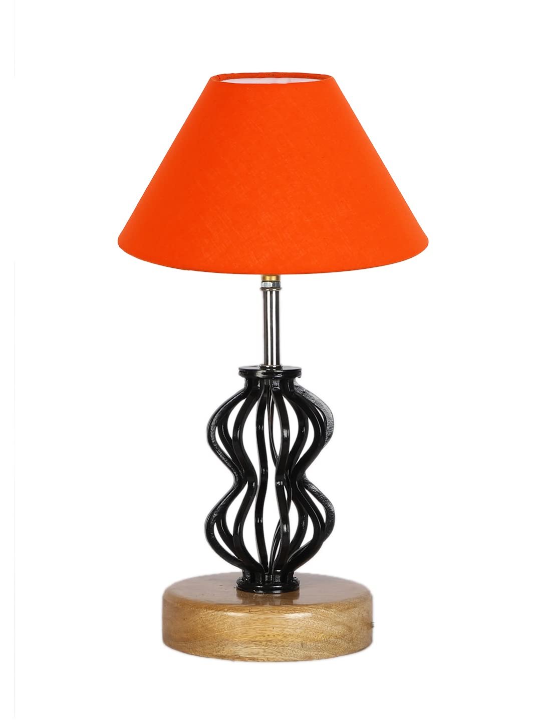 Orange Cotton Table lamp with Wood & Iron Base(72)