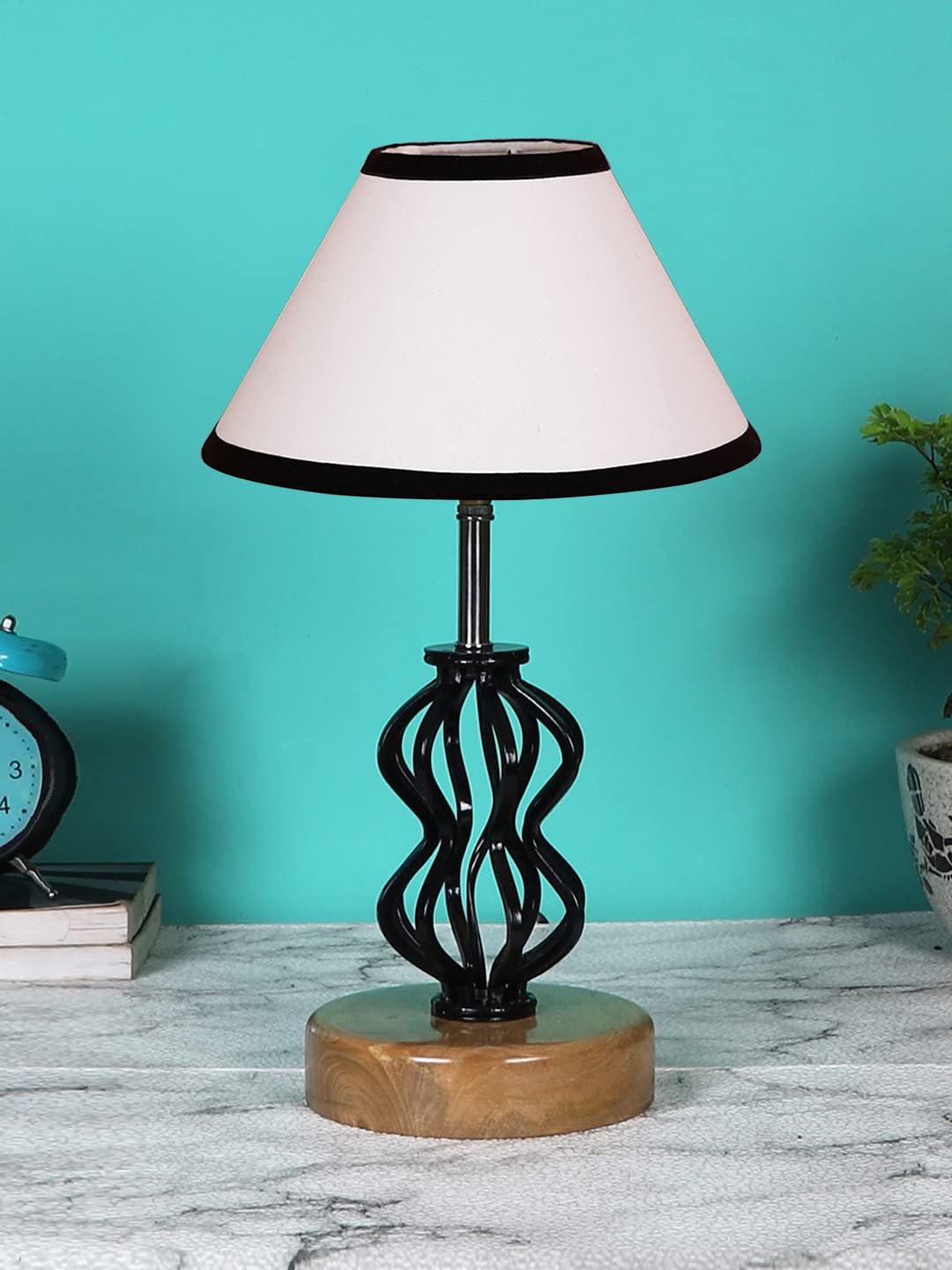 Multicolor Cotton Table lamp with Wood & Iron Base(75)