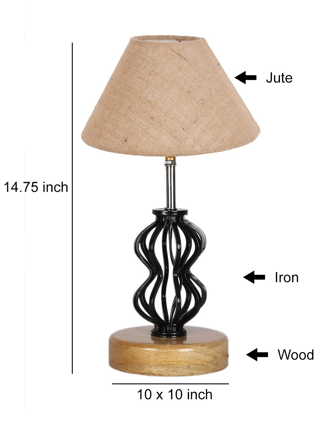 Beige Jute Table lamp with Wood & Iron Base(76)
