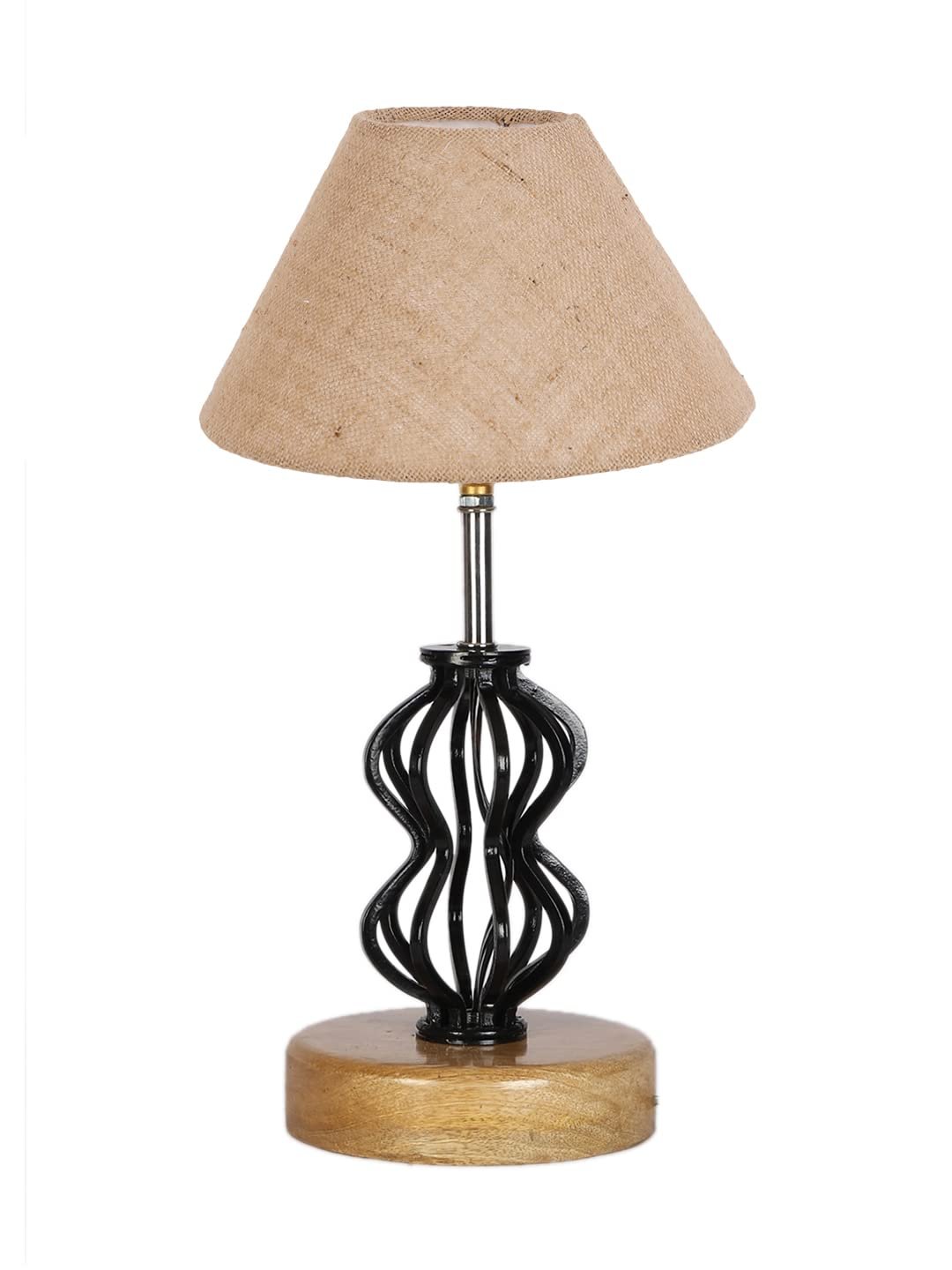 Beige Jute Table lamp with Wood & Iron Base(76)