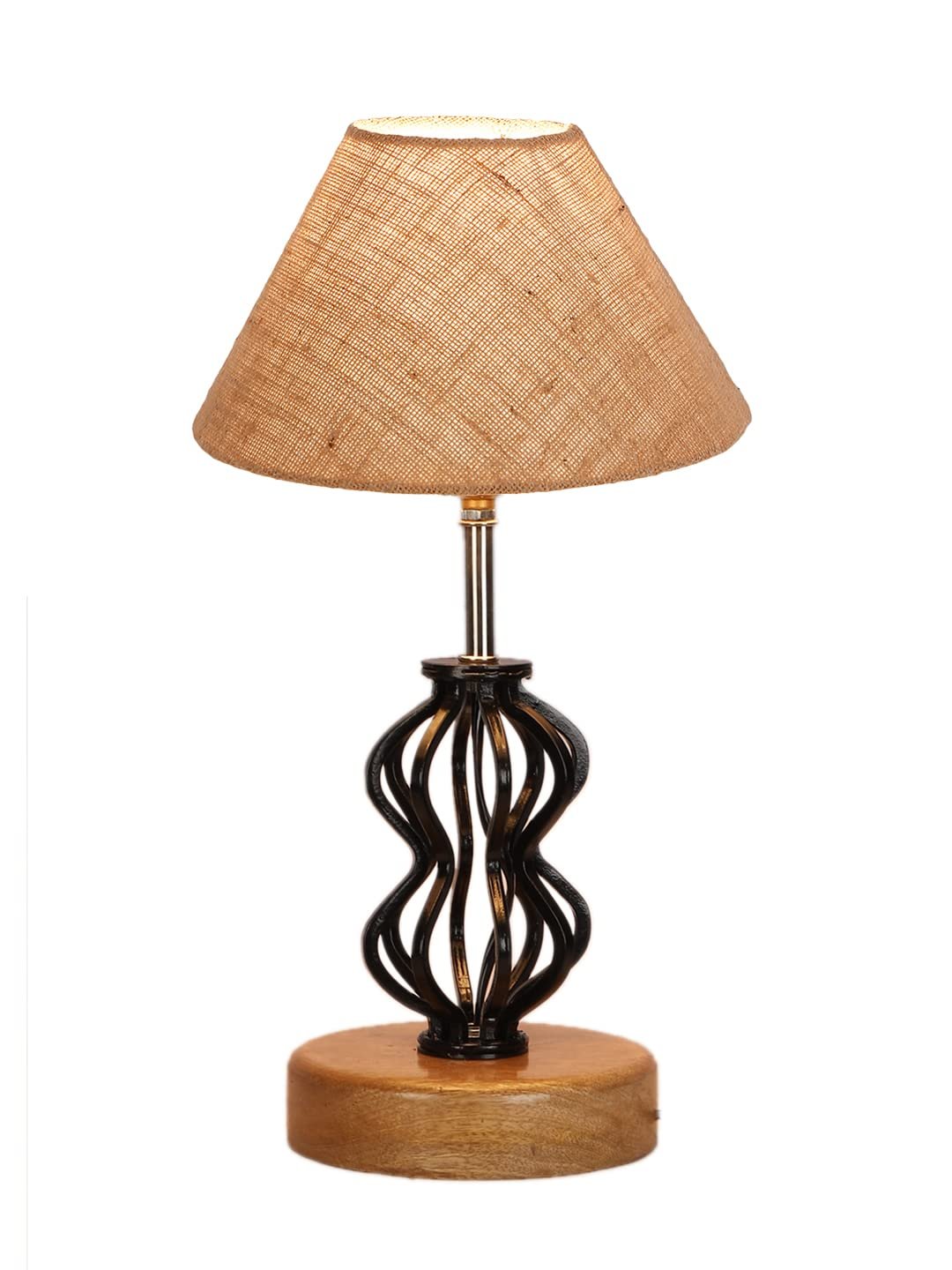 Beige Jute Table lamp with Wood & Iron Base(76)