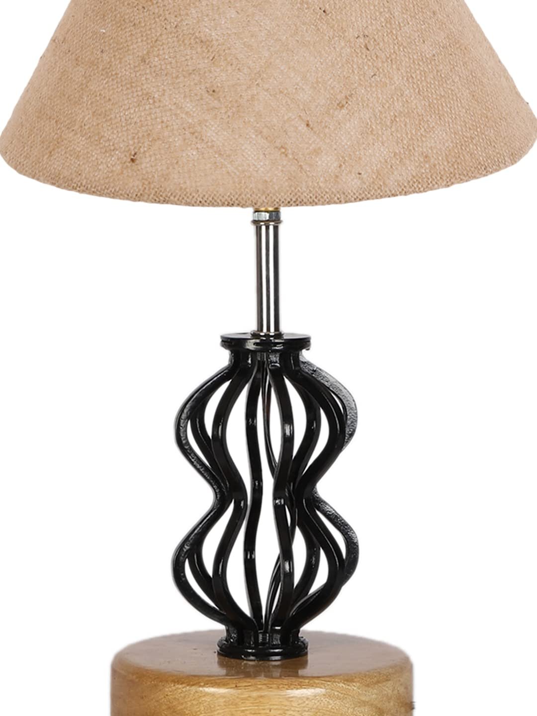 Beige Jute Table lamp with Wood & Iron Base(76)