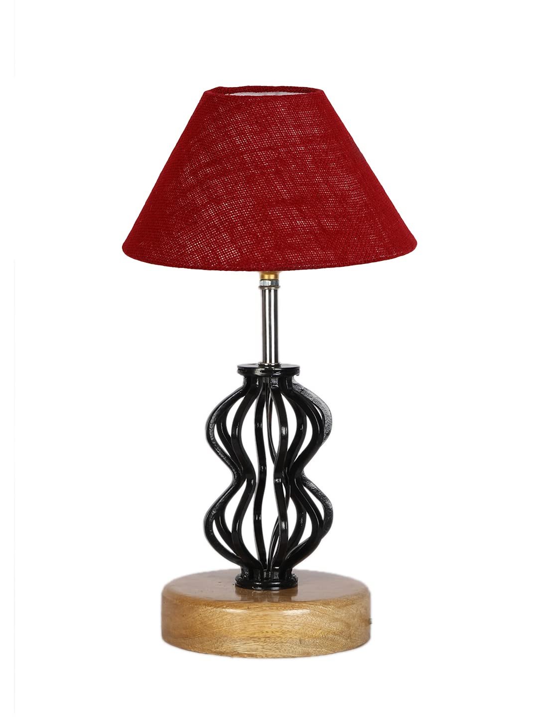 Maroon Jute Table lamp with Wood & Iron Base(78)