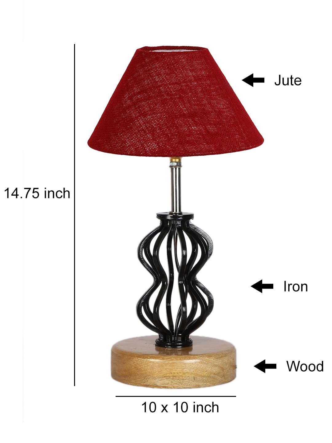 Maroon Jute Table lamp with Wood & Iron Base(78)
