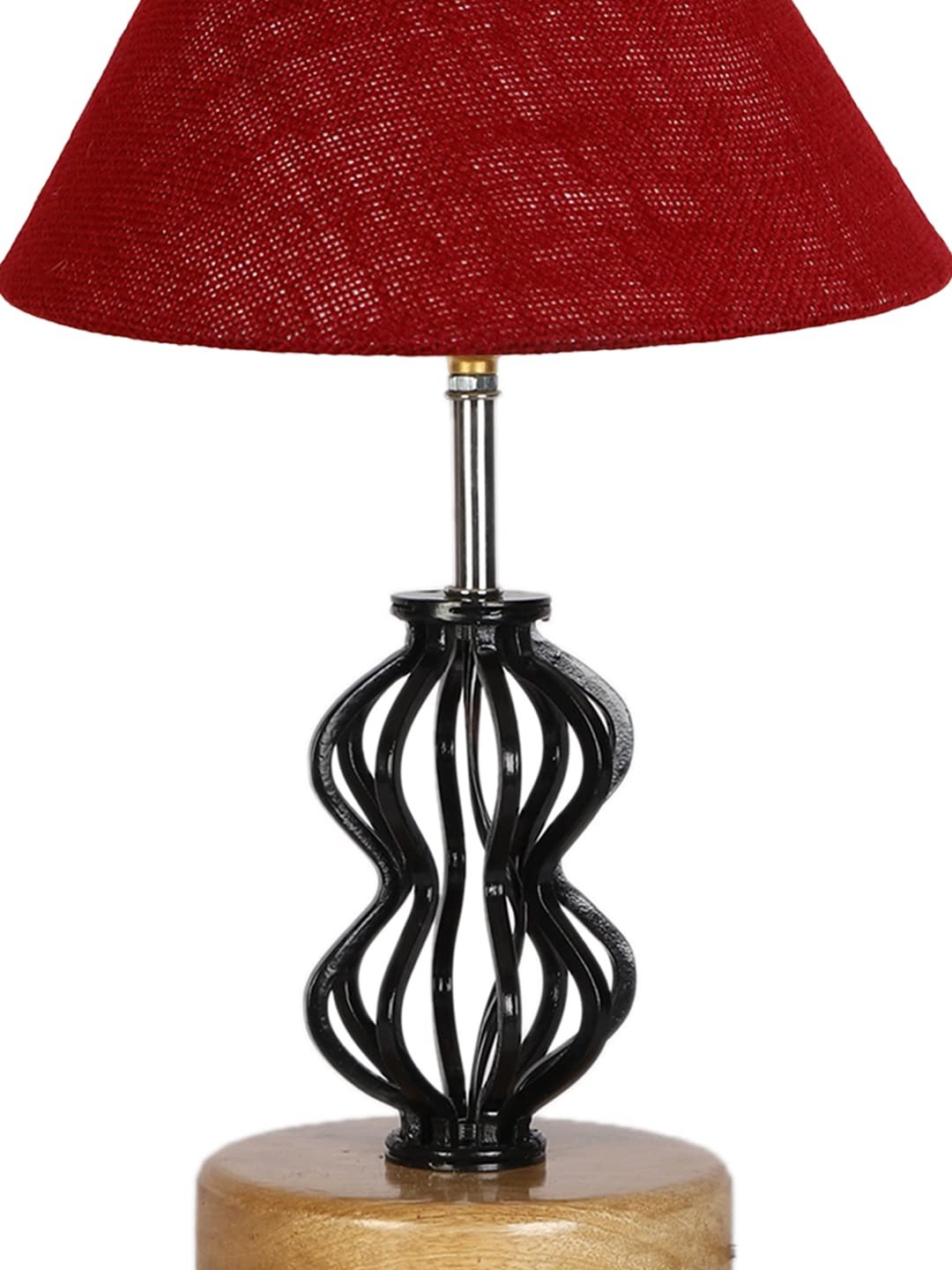 Maroon Jute Table lamp with Wood & Iron Base(78)