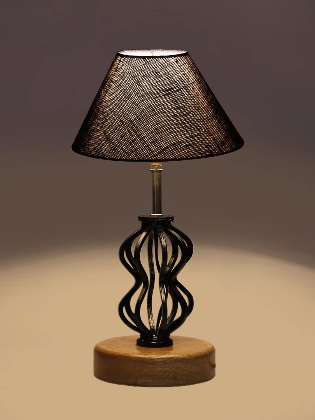 Blue Jute Table lamp with Wood & Iron Base(79)
