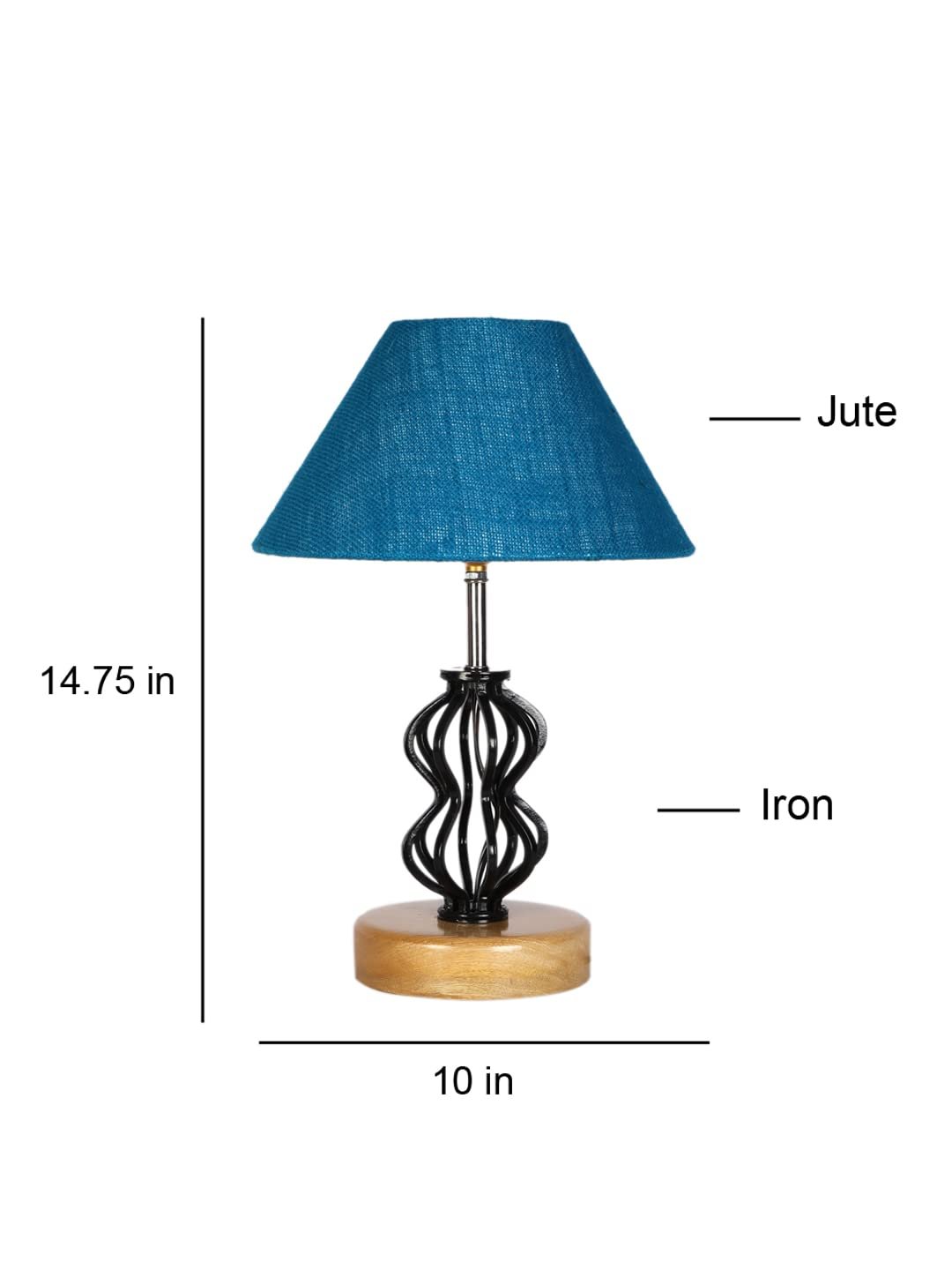 Turquoise Jute Table lamp with Wood & Iron Base(80)