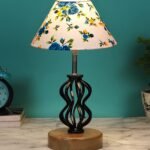 Multicolor Cotton Table lamp with Wood & Iron Base(81)