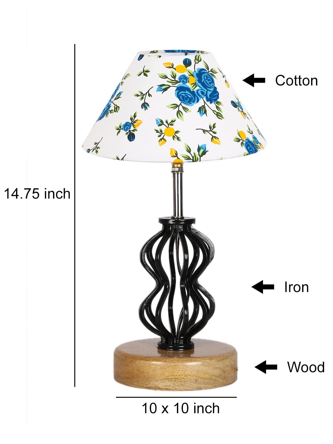 Multicolor Cotton Table lamp with Wood & Iron Base(81)