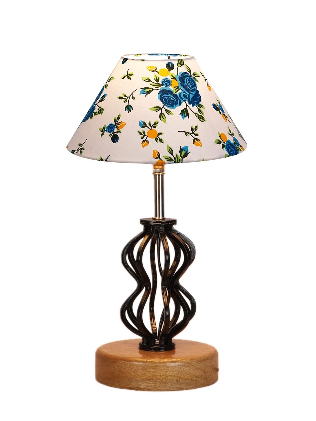 Multicolor Cotton Table lamp with Wood & Iron Base(81)