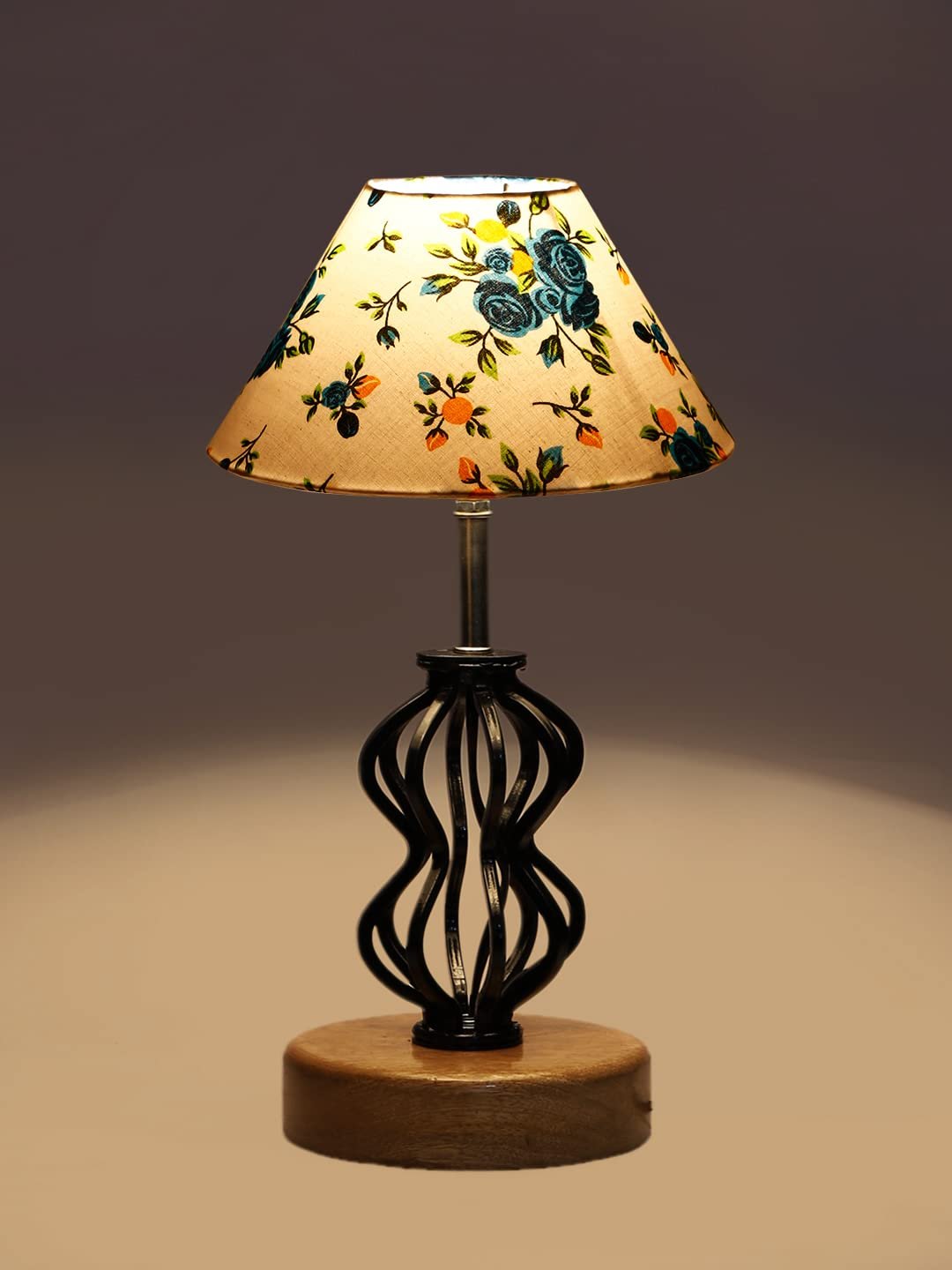 Multicolor Cotton Table lamp with Wood & Iron Base(81)