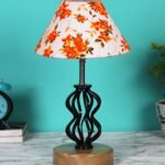 Multicolor Cotton Table lamp with Wood & Iron Base(82)