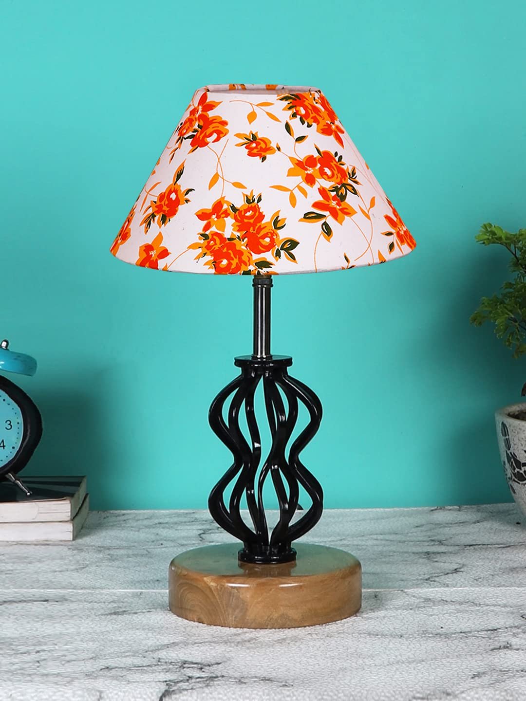 Multicolor Cotton Table lamp with Wood & Iron Base(82)