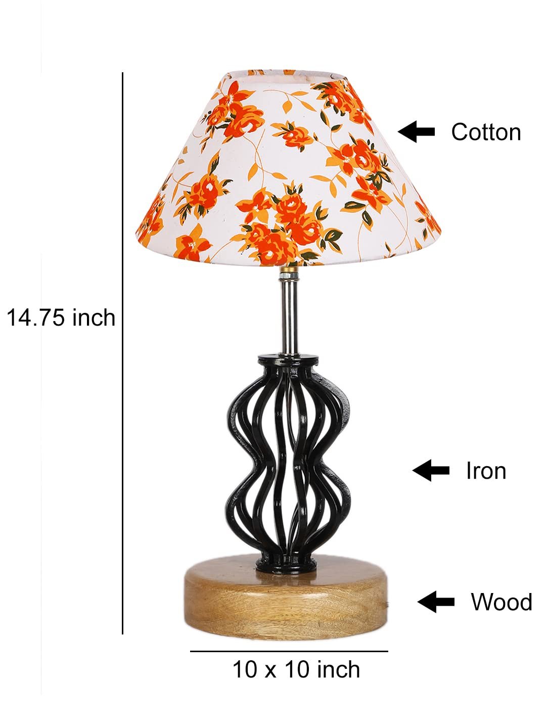Multicolor Cotton Table lamp with Wood & Iron Base(82)