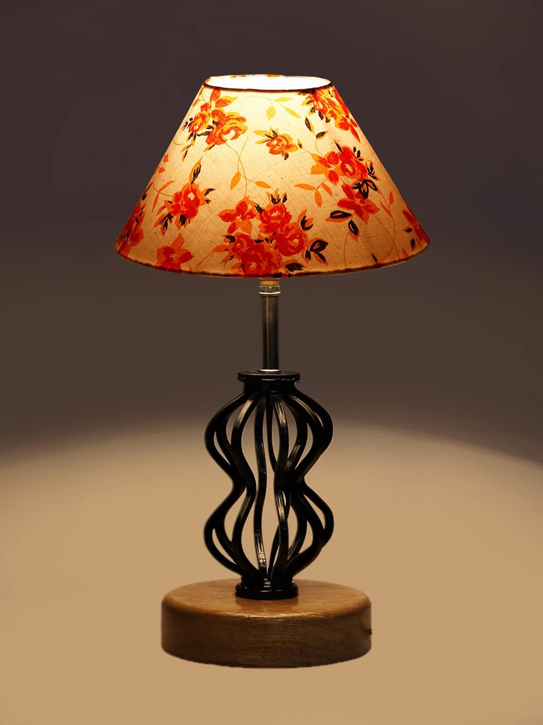 Multicolor Cotton Table lamp with Wood & Iron Base(82)