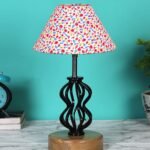 Multicolor Cotton Table lamp with Wood & Iron Base(83)