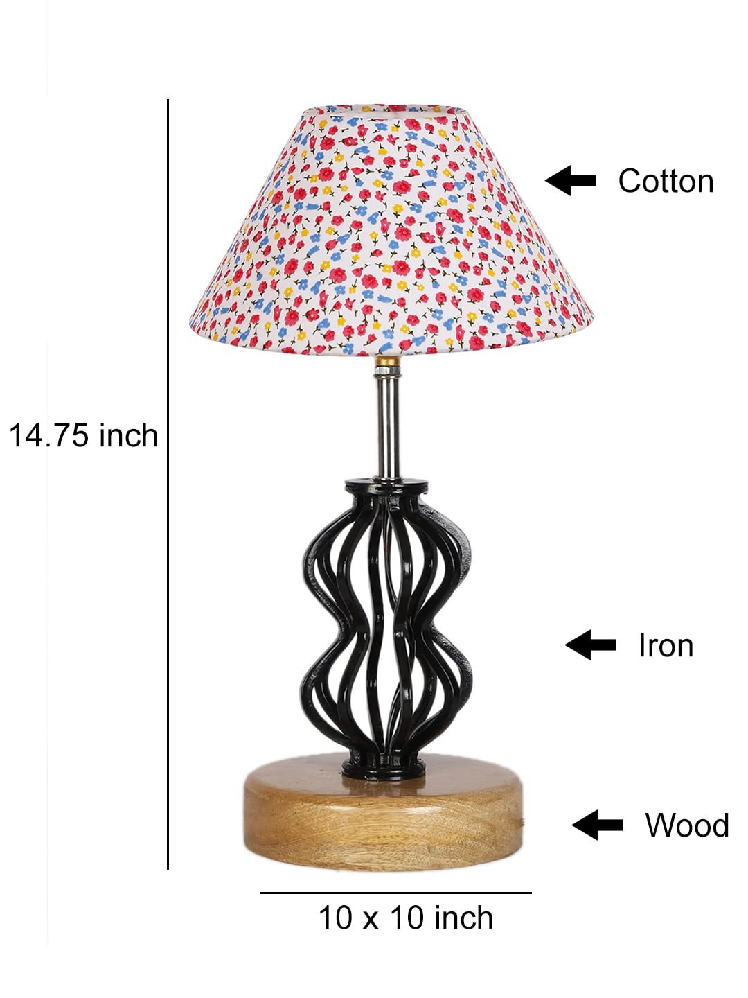 Multicolor Cotton Table lamp with Wood & Iron Base(83)
