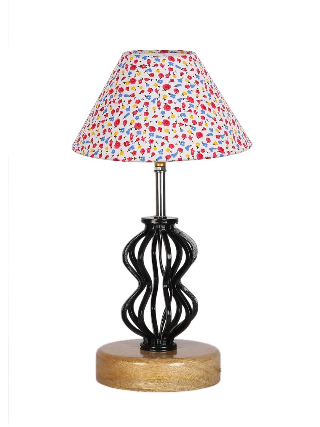 Multicolor Cotton Table lamp with Wood & Iron Base(83)