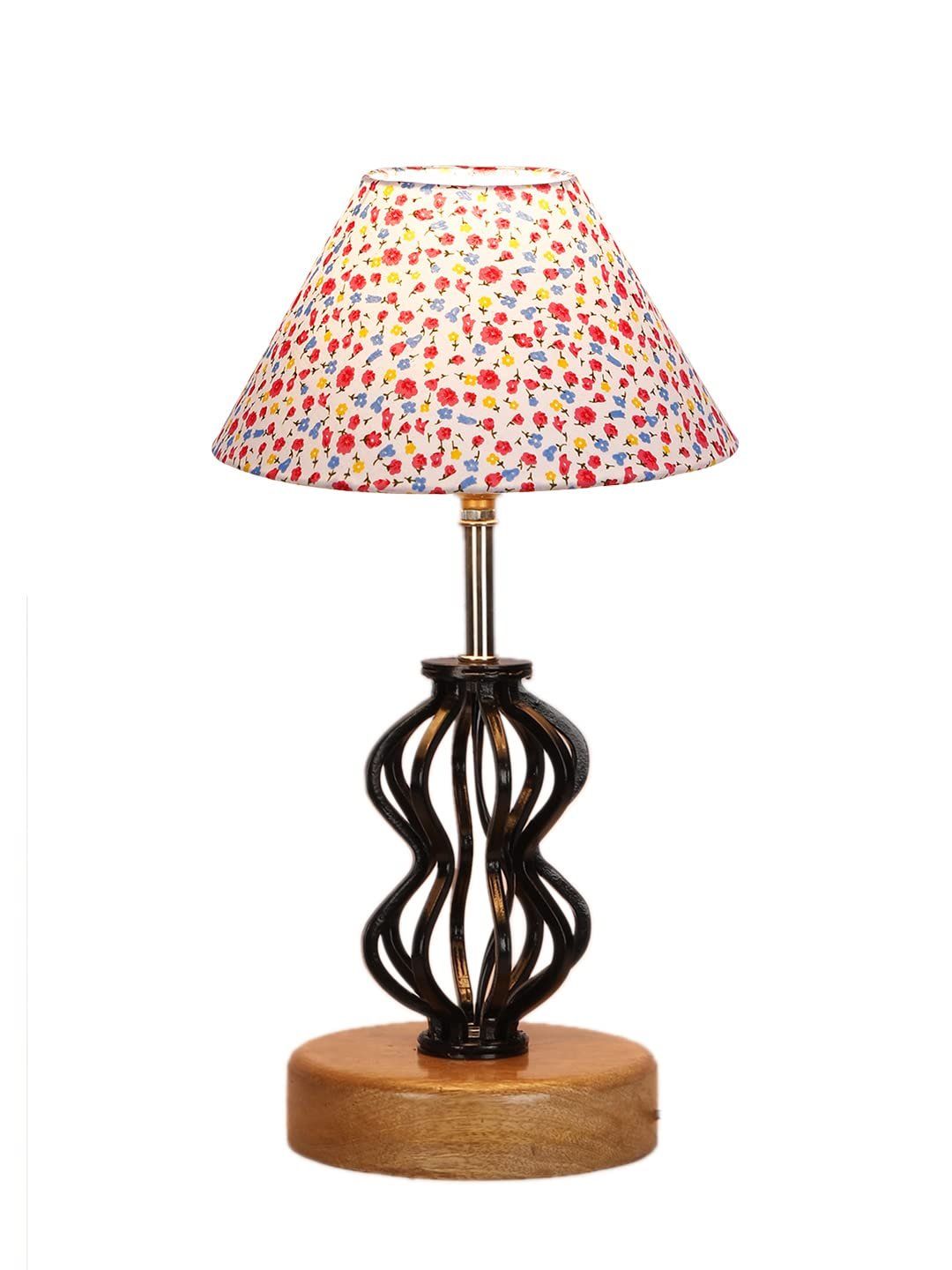 Multicolor Cotton Table lamp with Wood & Iron Base(83)