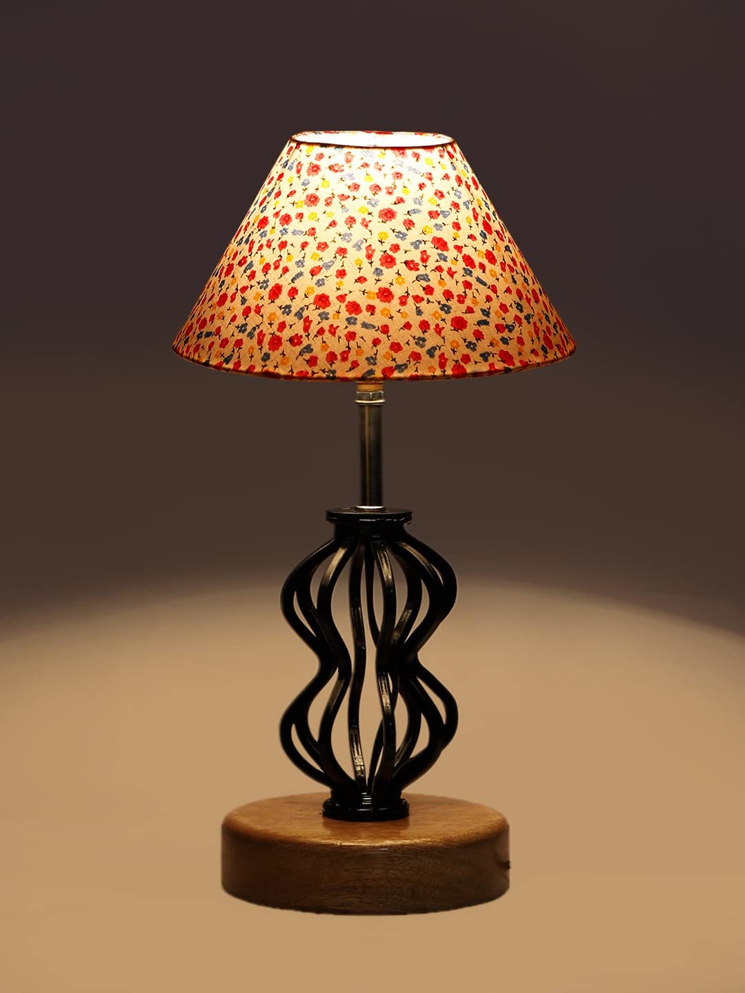Multicolor Cotton Table lamp with Wood & Iron Base(83)