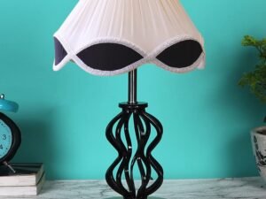 Vintage Multicolor Shade Table lamp with Wood & Iron Base (85)