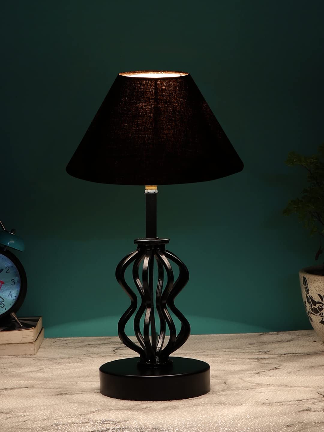 Black Cotton Table lamp with Iron Base(87)