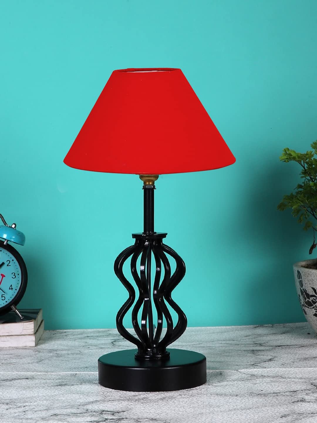 Red Cotton Table lamp with Iron Base(88)