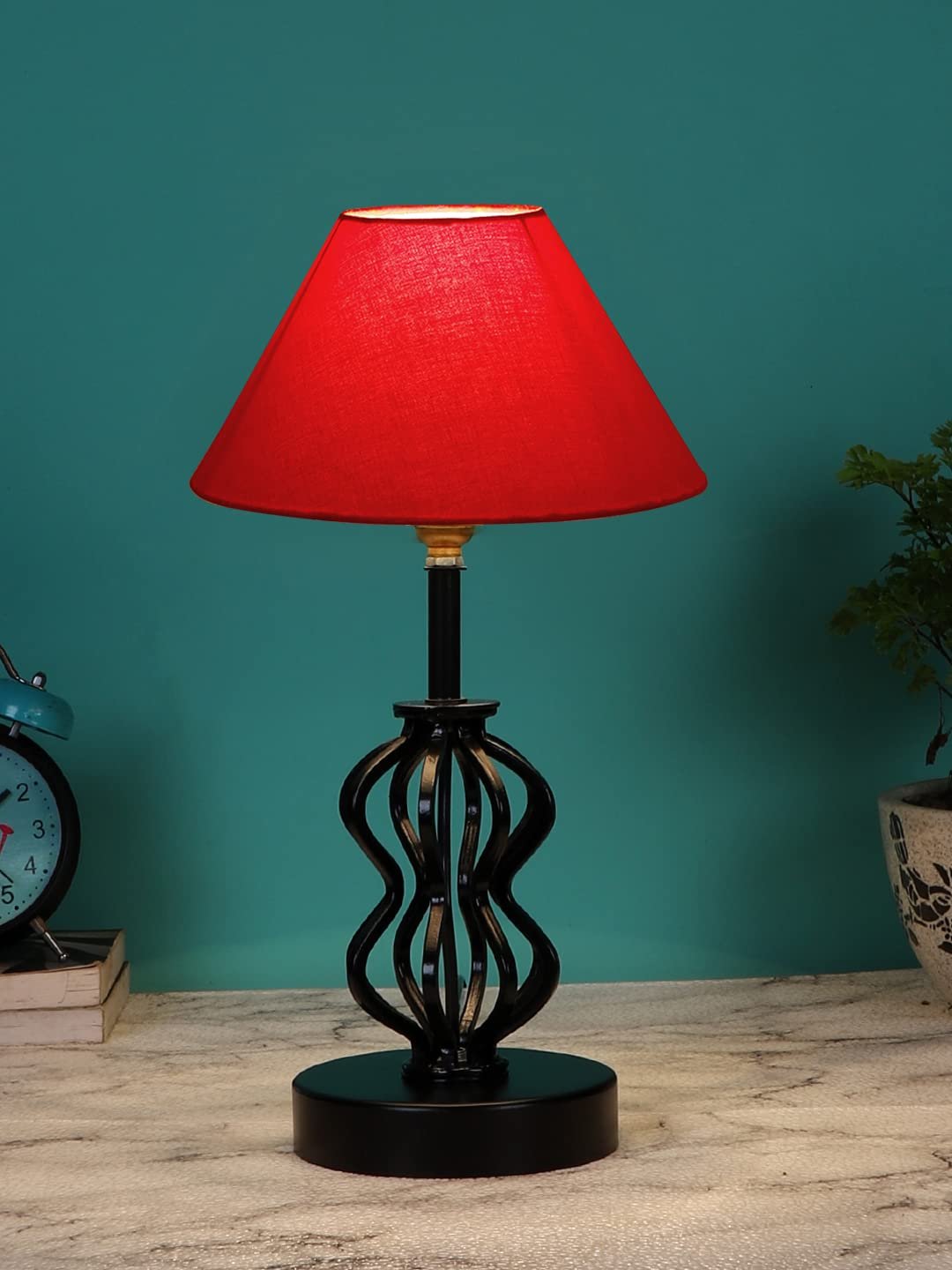 Red Cotton Table lamp with Iron Base(88)