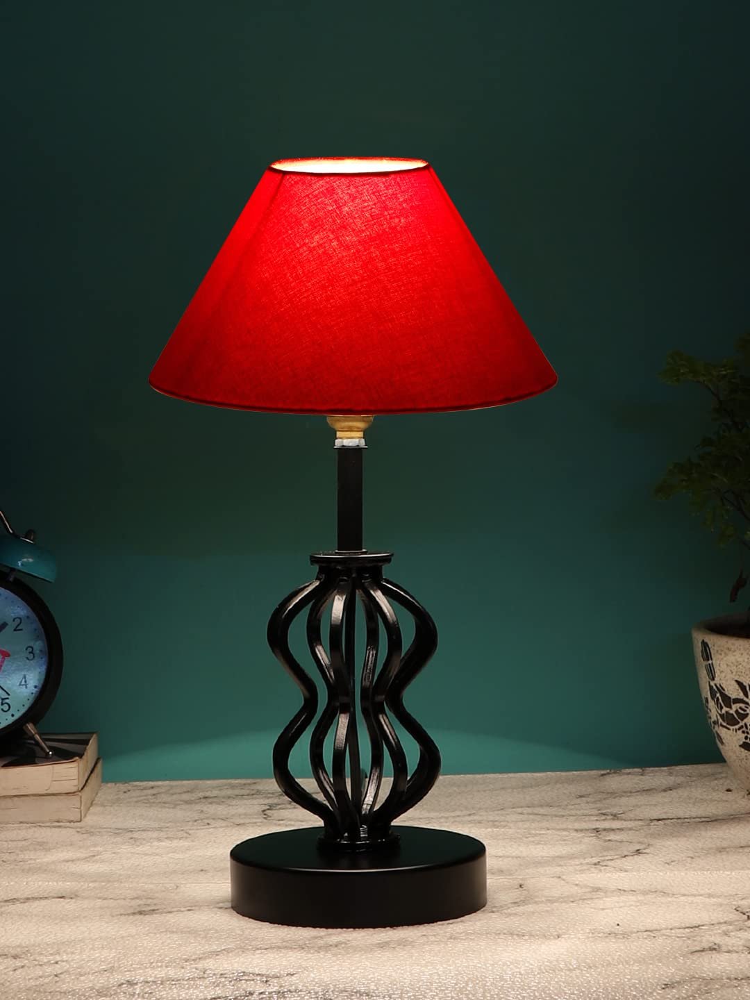 Red Cotton Table lamp with Iron Base(88)