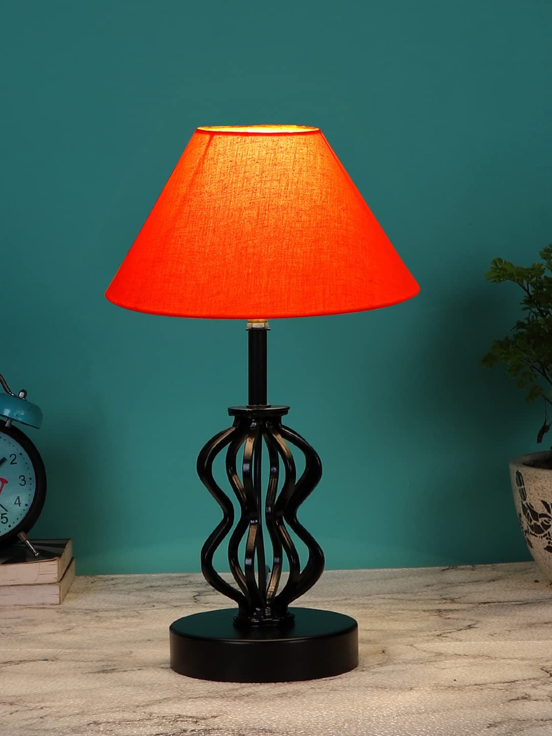 Orange Cotton Table lamp with Iron Base(89)