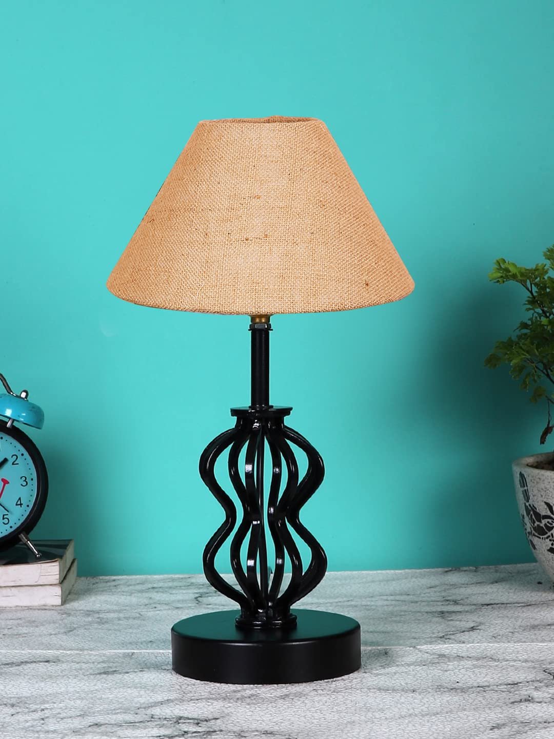 Beige Jute Table lamp with Iron Base(93)