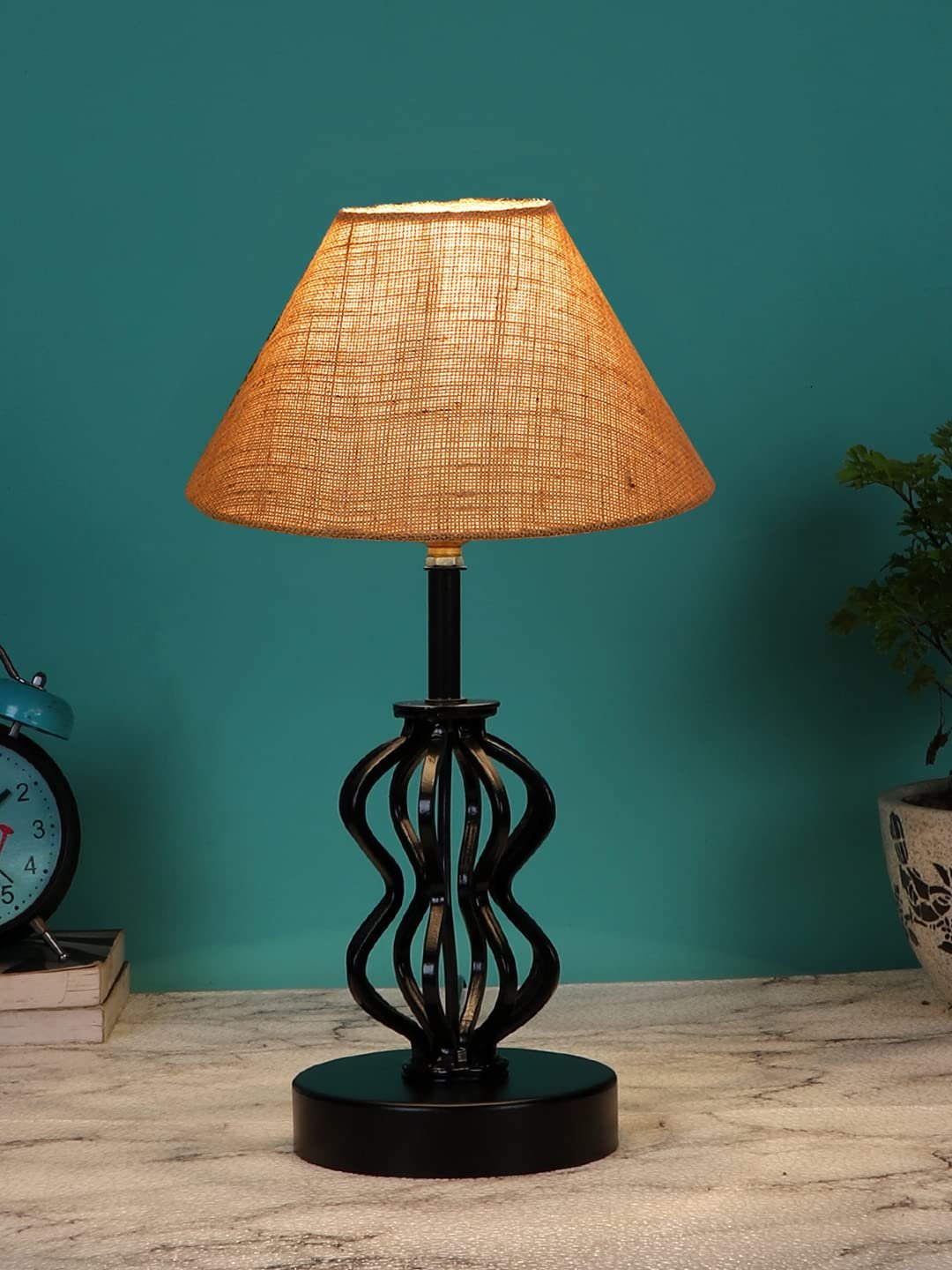 Beige Jute Table lamp with Iron Base(93)
