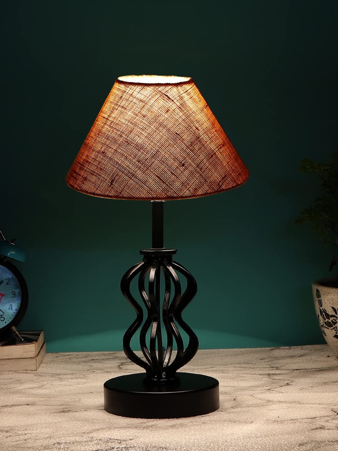 Beige Jute Table lamp with Iron Base(93)