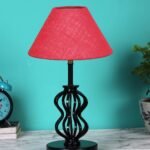 Pink Jute Table lamp with Iron Base(94)