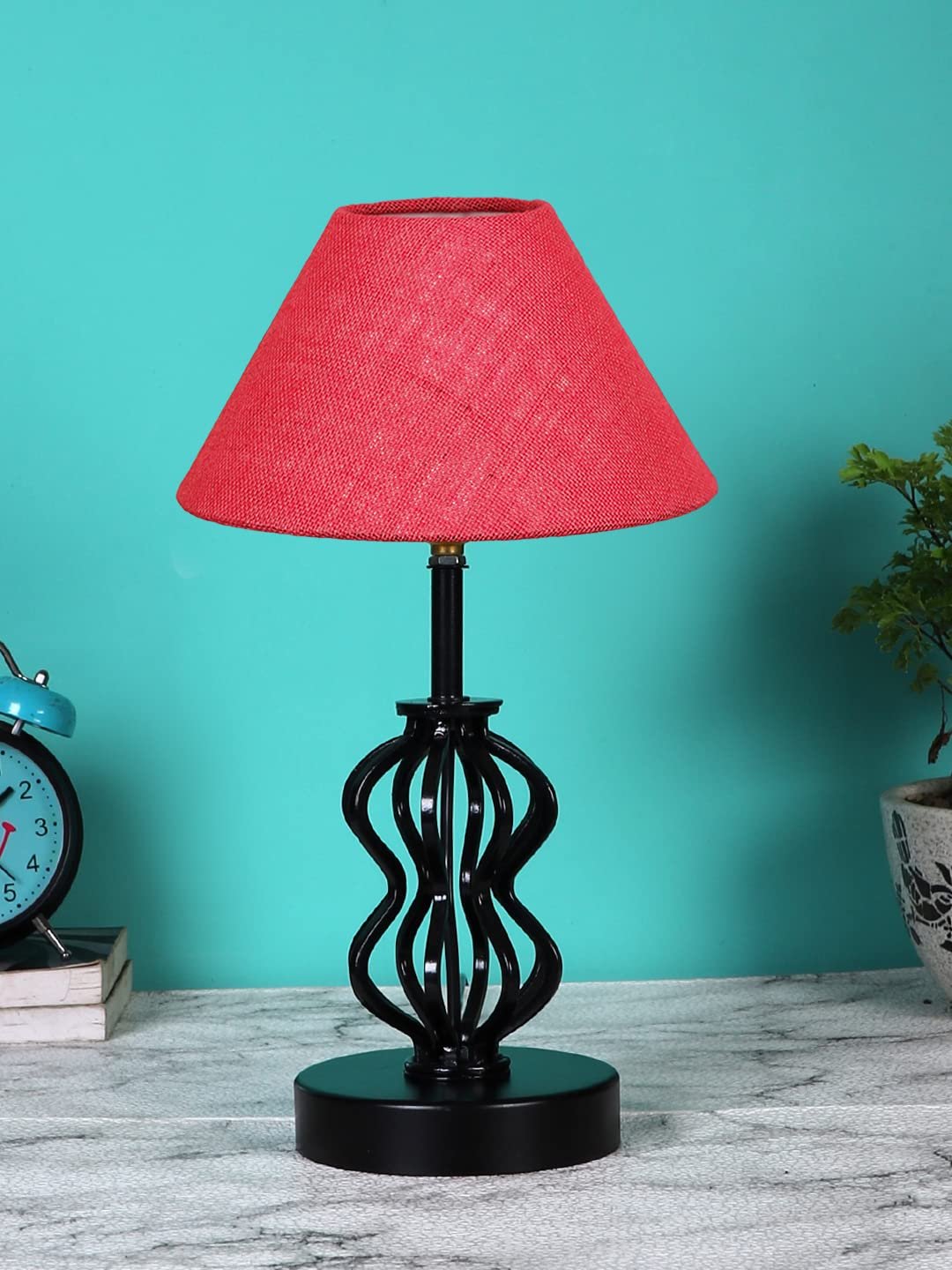 Pink Jute Table lamp with Iron Base(94)