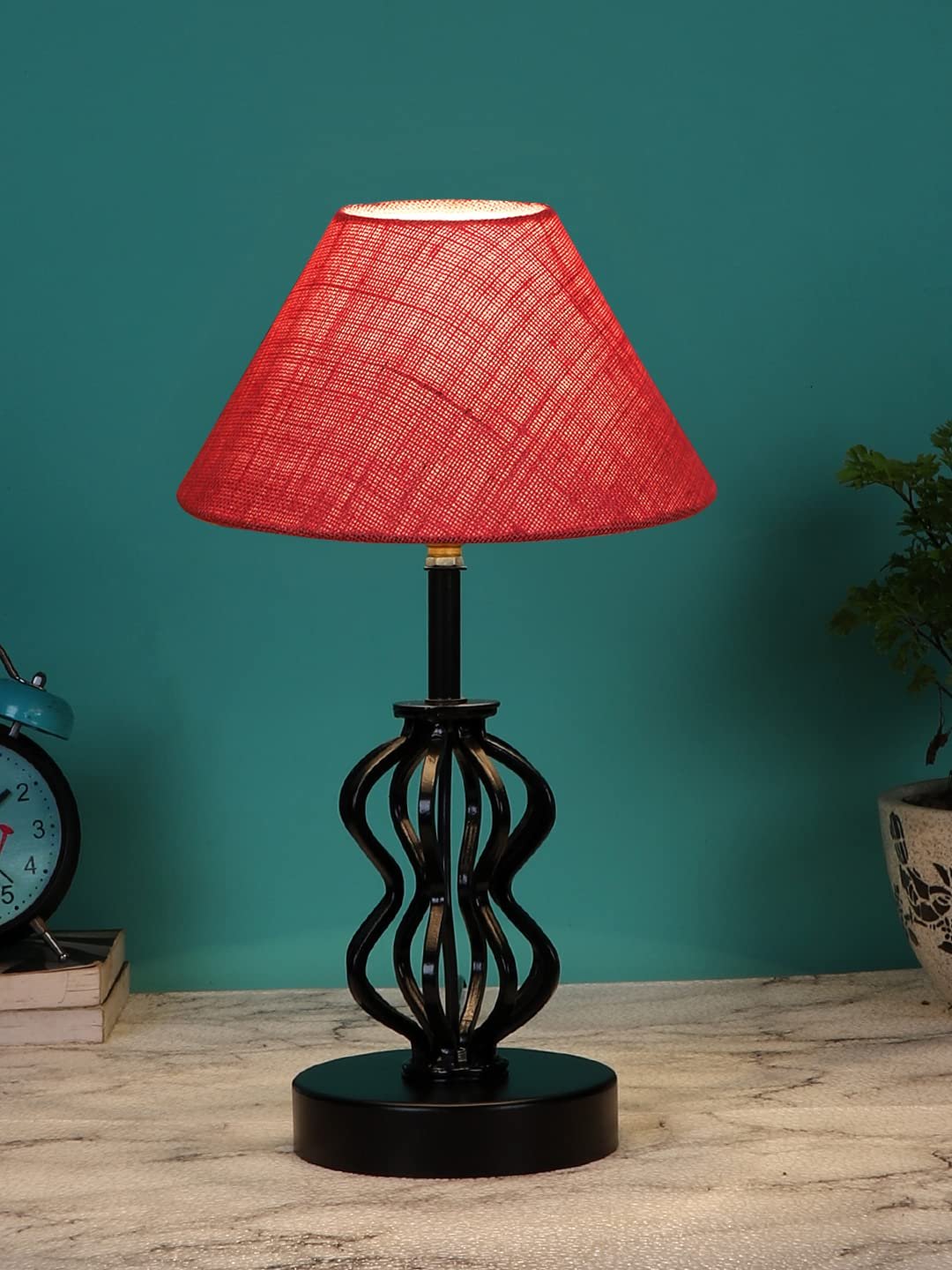 Pink Jute Table lamp with Iron Base(94)
