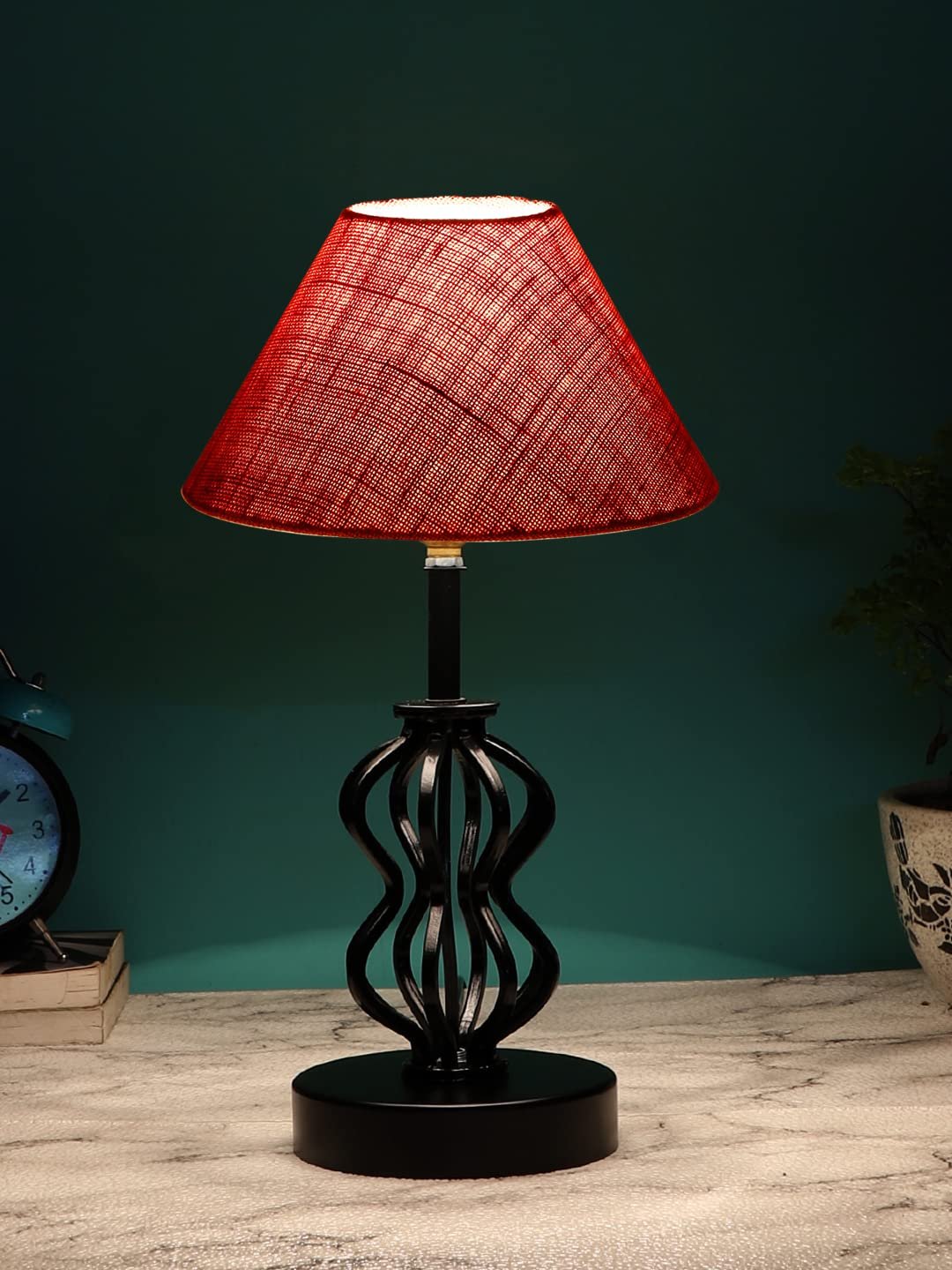 Pink Jute Table lamp with Iron Base(94)