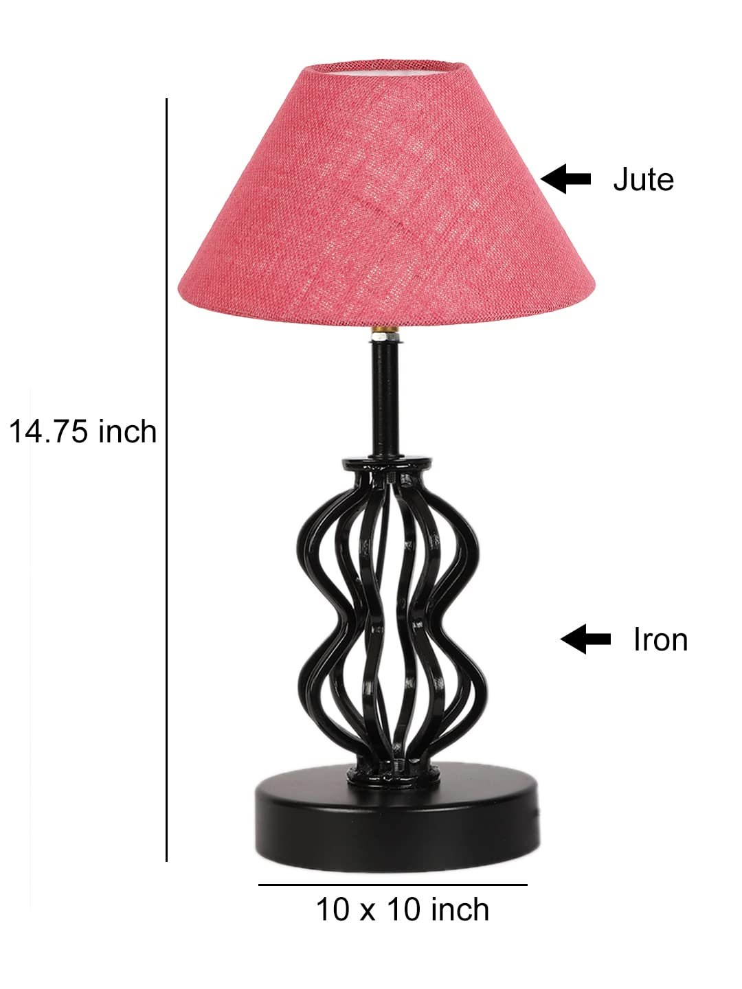 Pink Jute Table lamp with Iron Base(94)