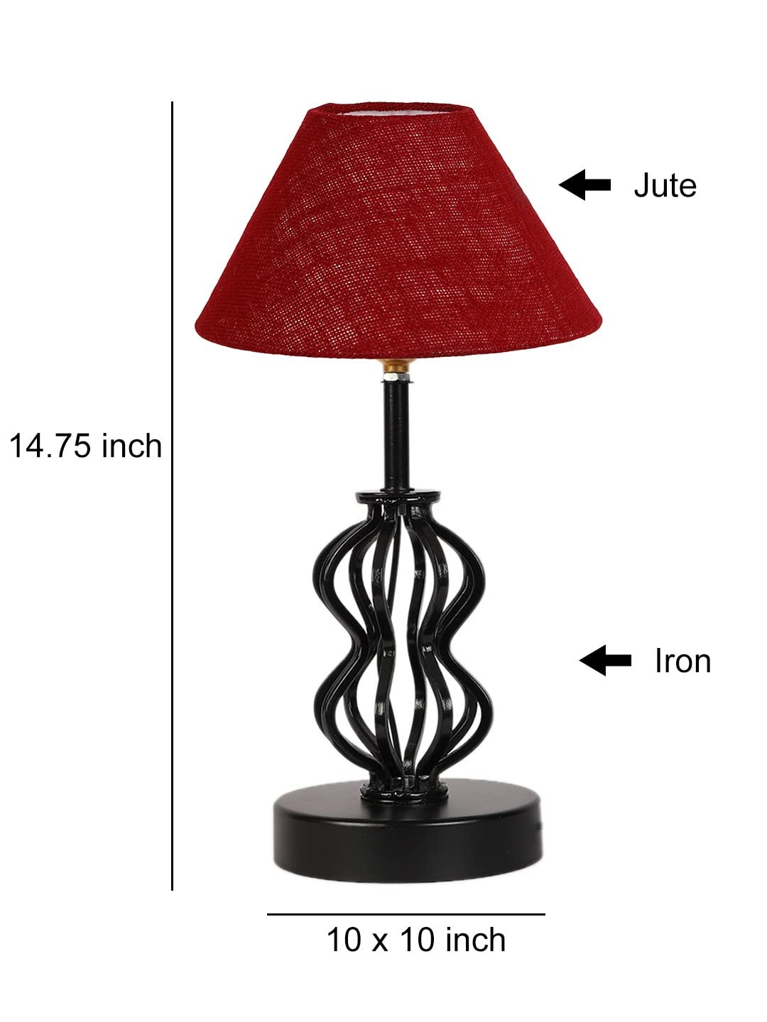 Maroon Jute Table lamp with Iron Base(95)