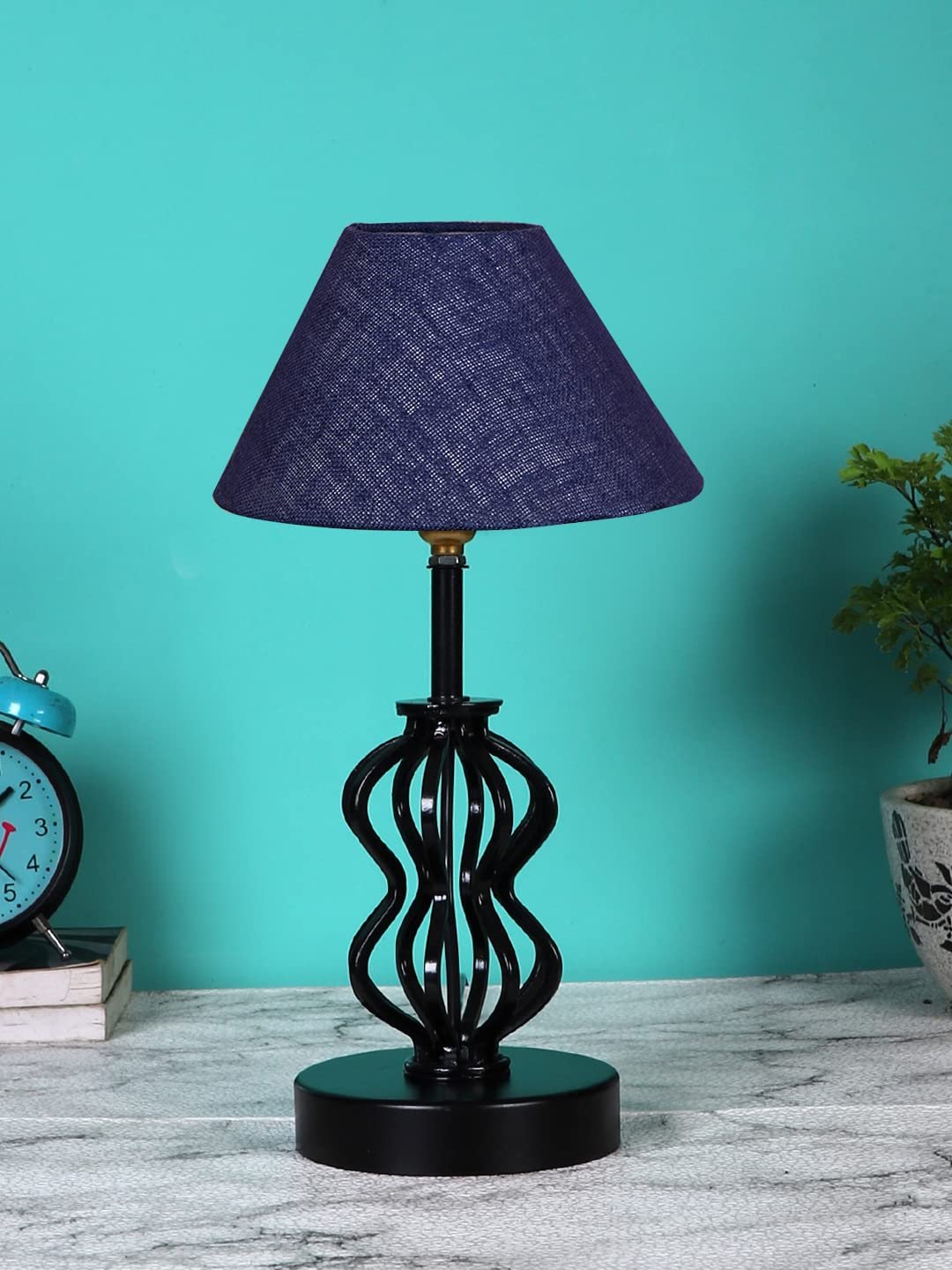 Blue Jute Table lamp with Iron Base(96)