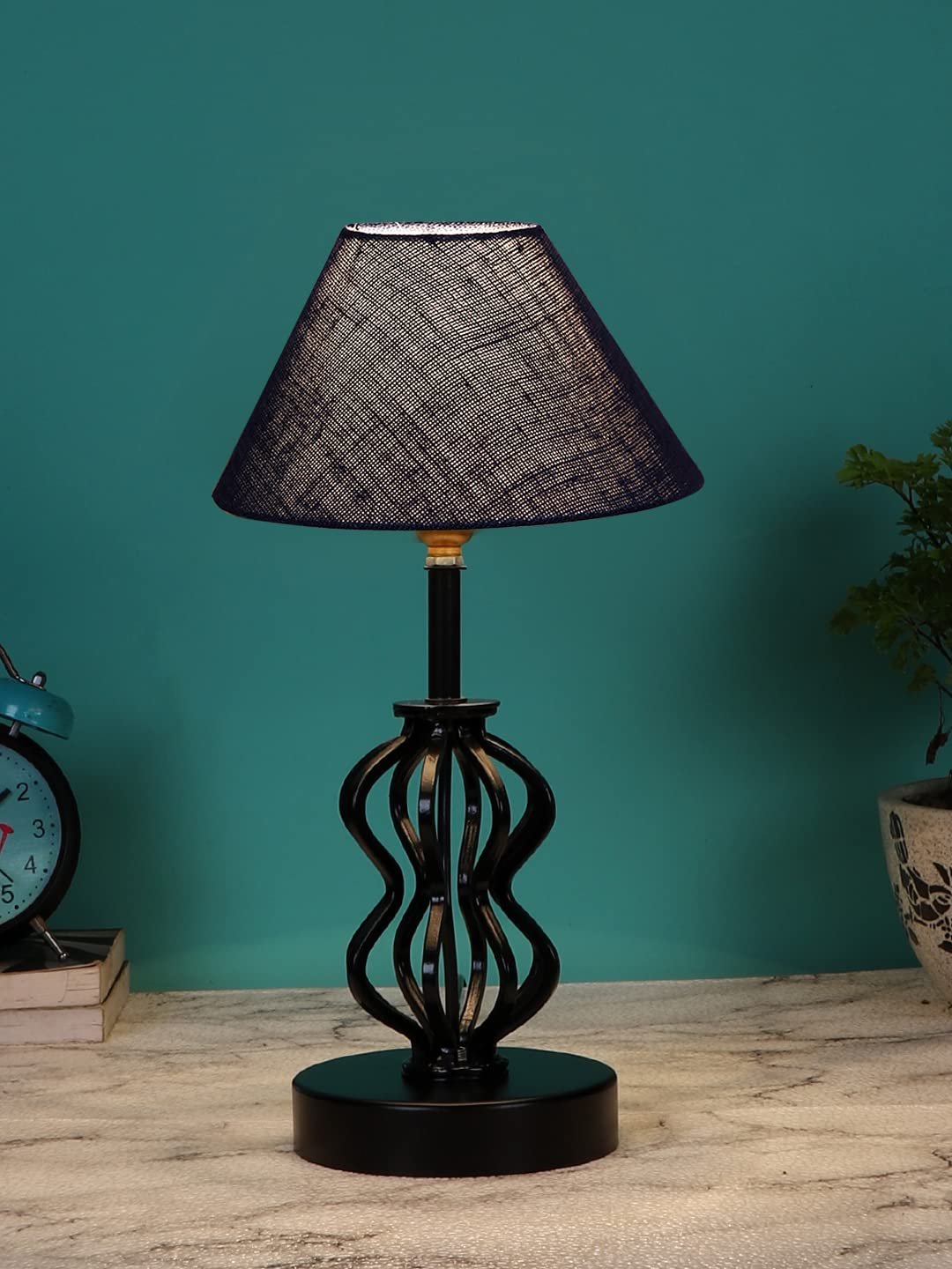 Blue Jute Table lamp with Iron Base(96)