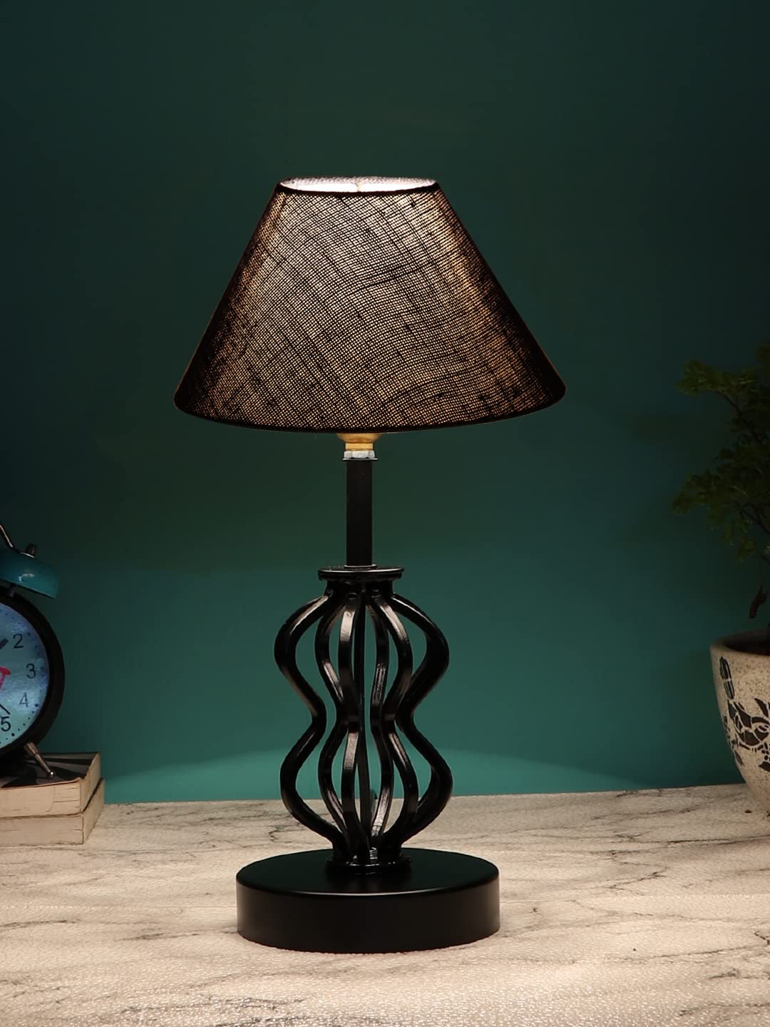 Blue Jute Table lamp with Iron Base(96)