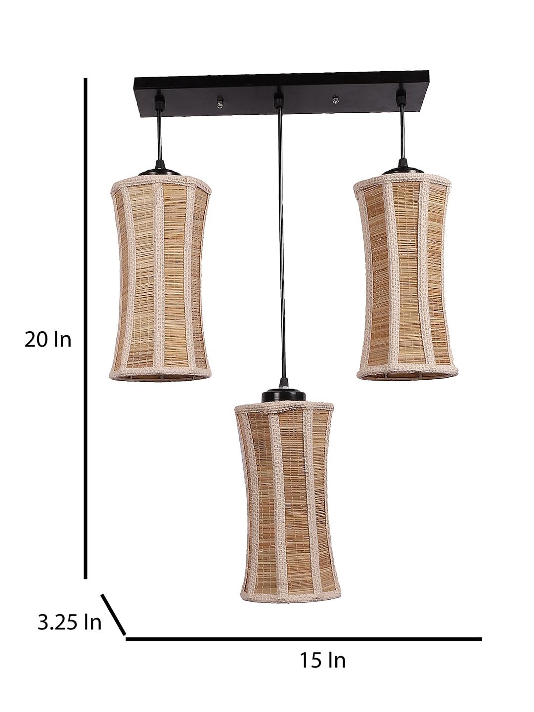 Damru Bamboo Cluster Hanging Lamp (15X3.5X20) Inches