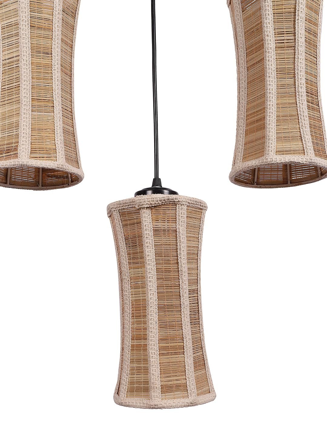 Damru Bamboo Cluster Hanging Lamp (15X3.5X20) Inches
