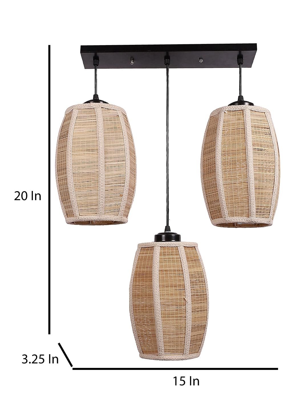 Dholak Bamboo Cluster Hanging lamp (15X3.5X20) Inches