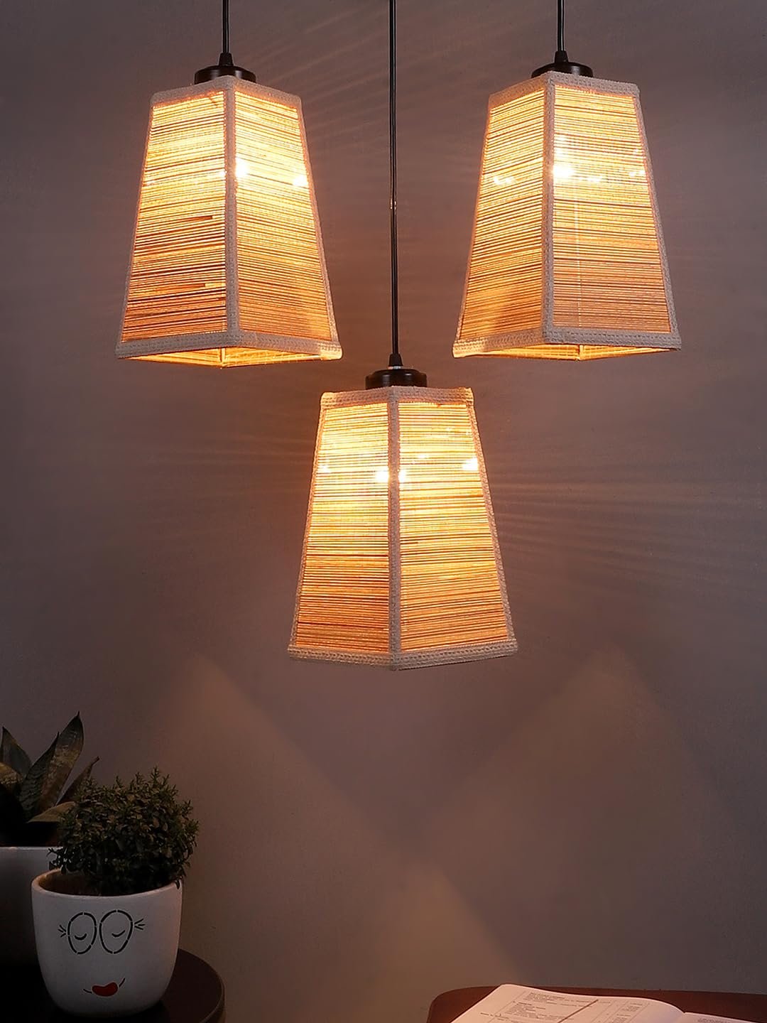 Pyramid Bamboo Pyramid Hanging lamp (15X3.5X20) Inches
